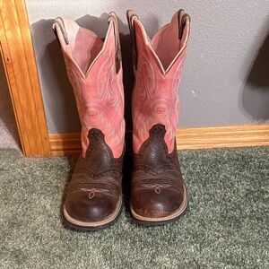 Pink and Brown Women's Western Boots